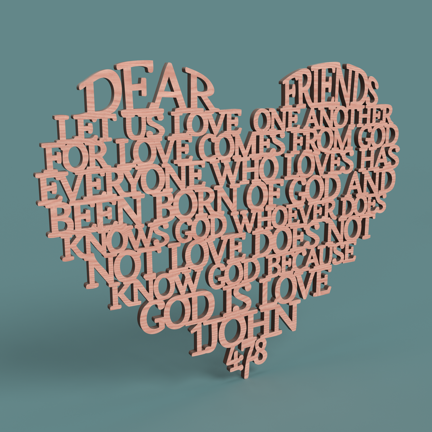 1 John 4:7-8 Heart - Laser Cut File - svg dxf pdf eps ai The X Laser Files