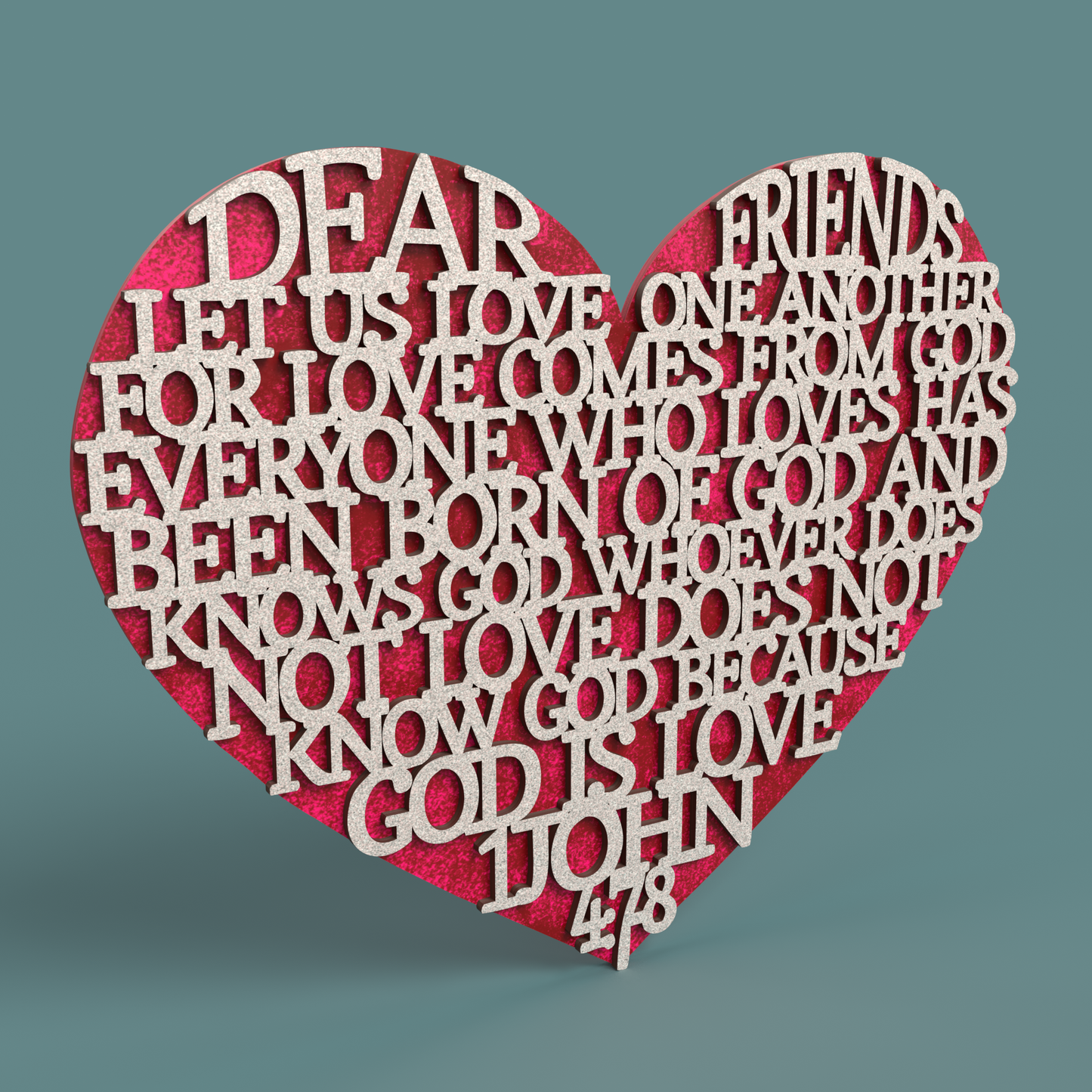 1 John 4:7-8 Heart - Laser Cut File - svg dxf pdf eps ai The X Laser Files