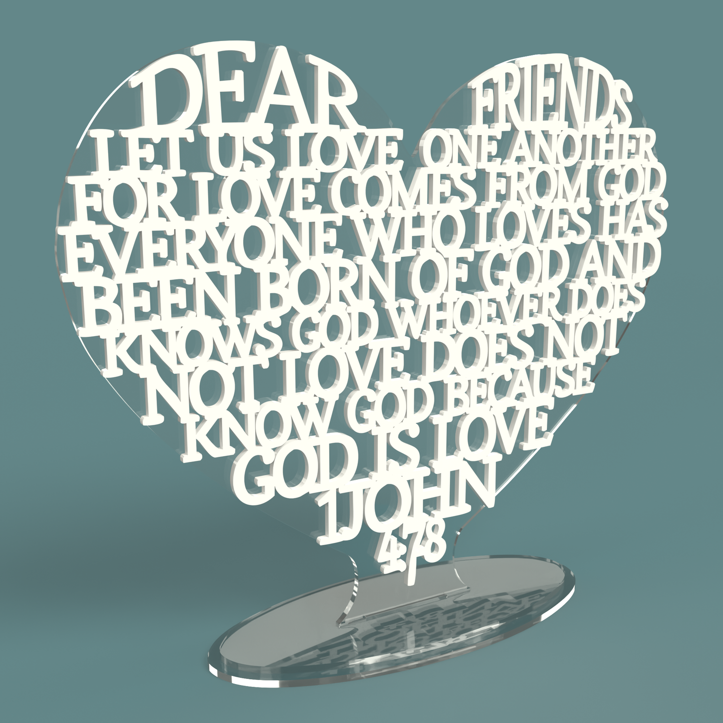 1 John 4:7-8 Heart - Laser Cut File - svg dxf pdf eps ai The X Laser Files