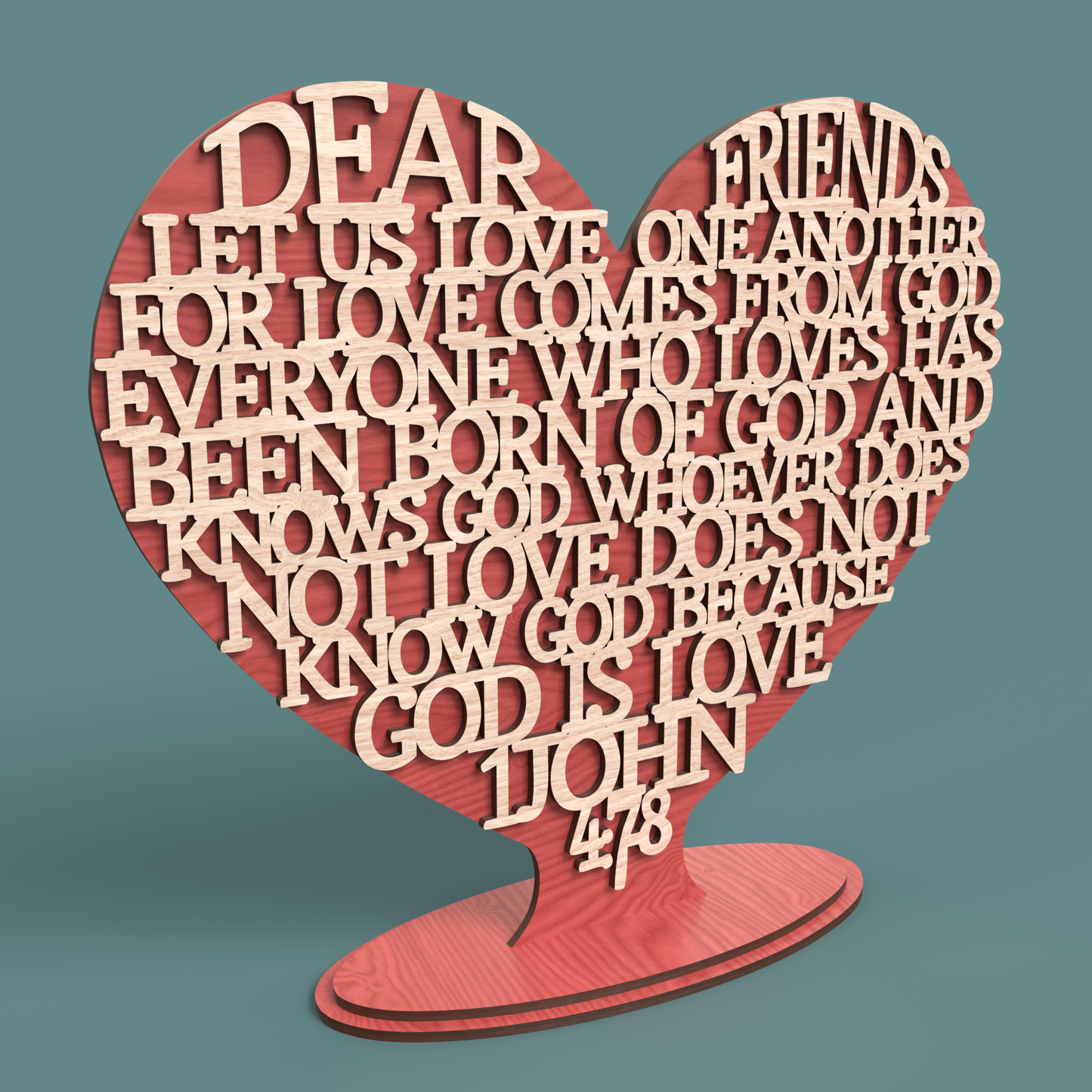 1 John 4:7-8 Heart - Laser Cut File - svg dxf pdf eps ai The X Laser Files
