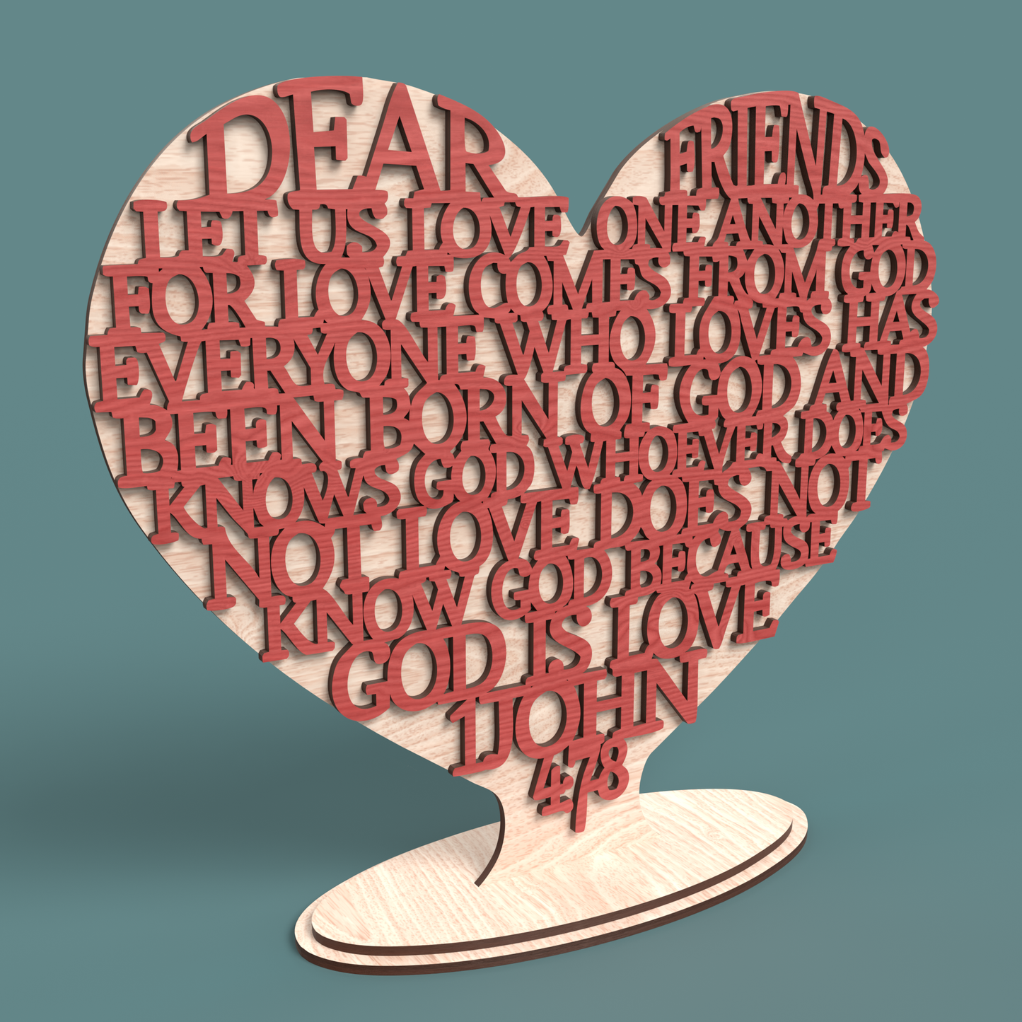 1 John 4:7-8 Heart - Laser Cut File - svg dxf pdf eps ai The X Laser Files
