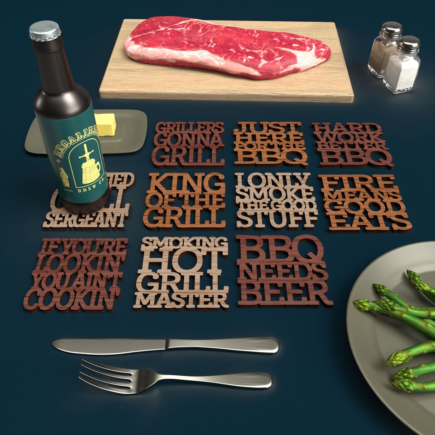 Barbecue Coasters - Laser Cut File - svg dxf pdf eps ai The X Laser Files