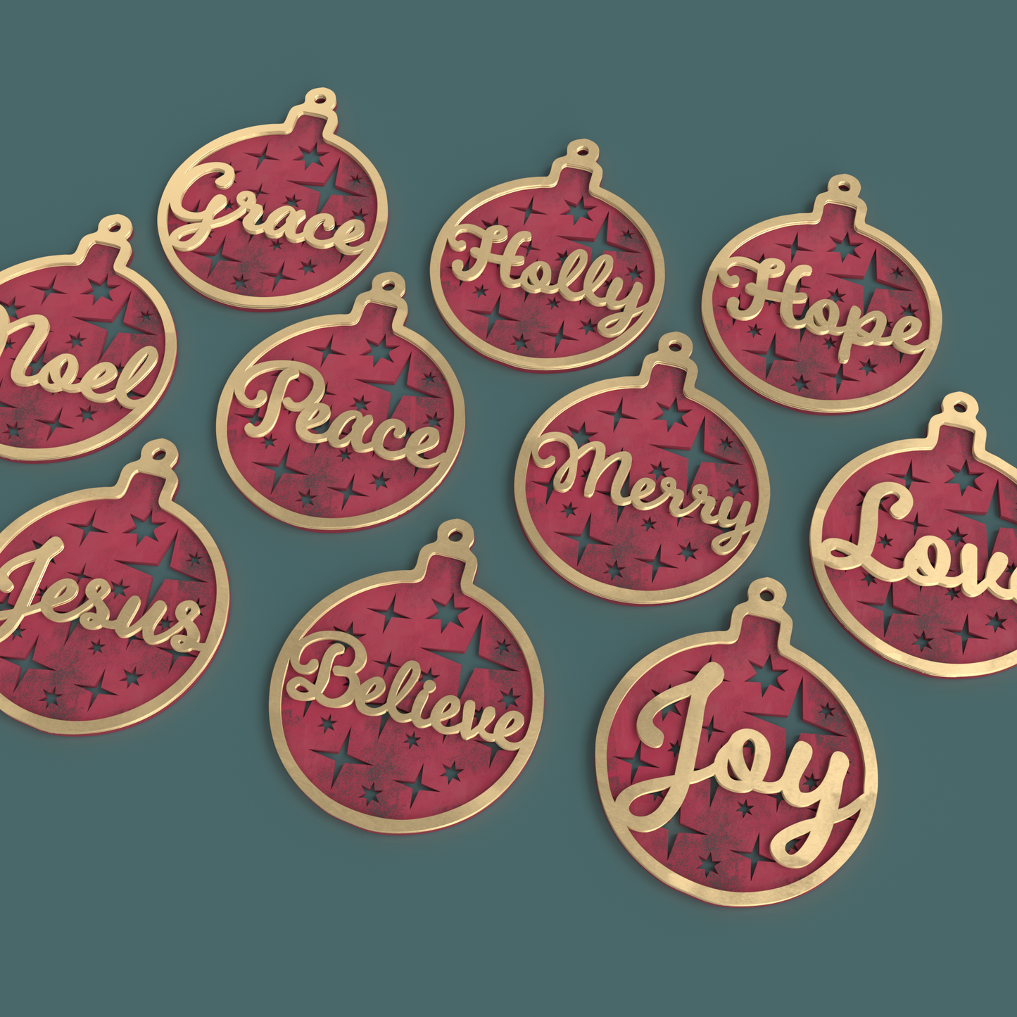 Christmas Words Ornaments