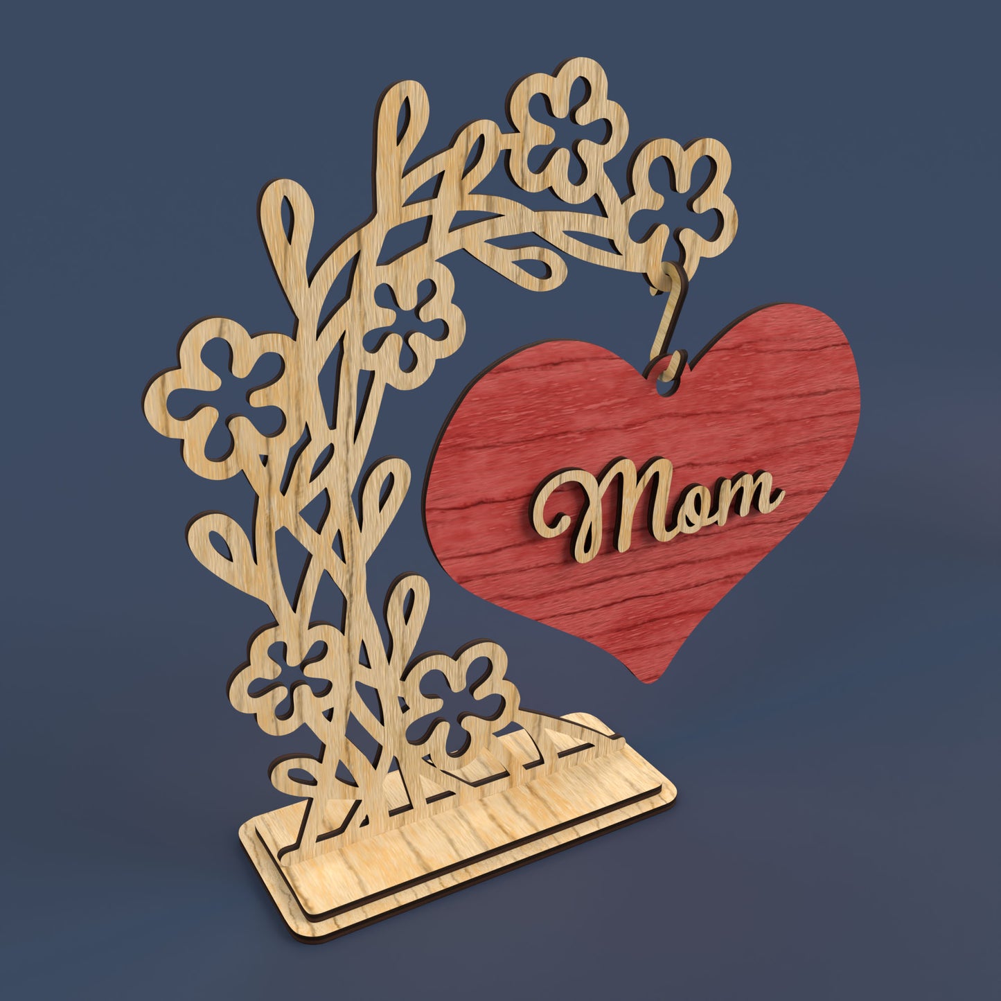 Mother's Day Hanging Heart - Laser Cut File - svg dxf pdf eps ai The X Laser Files