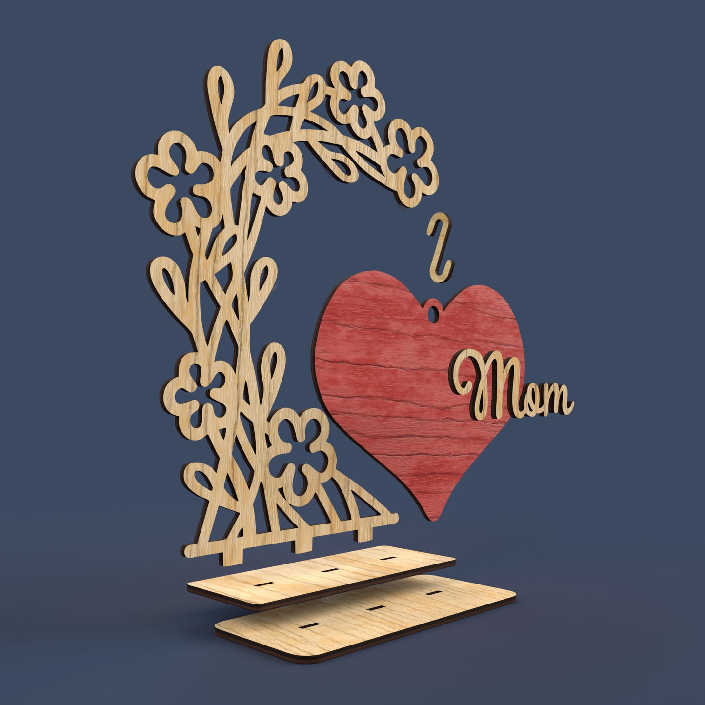 Mother's Day Hanging Heart - Laser Cut File - svg dxf pdf eps ai The X Laser Files