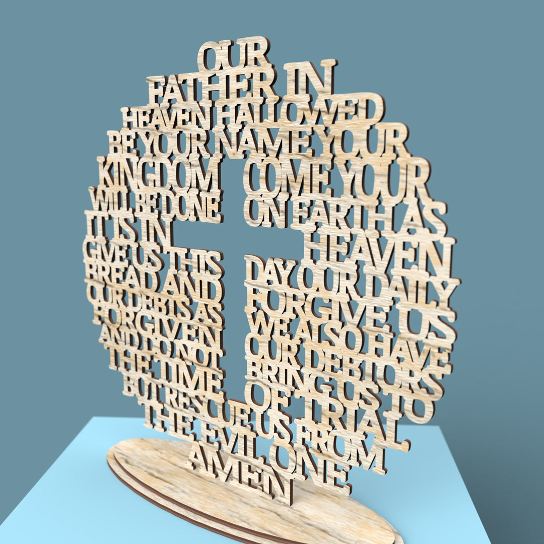 Lord's Prayer (Our Father) Circle with Cross Modern Version -Laser Cut File - The X Laser Files