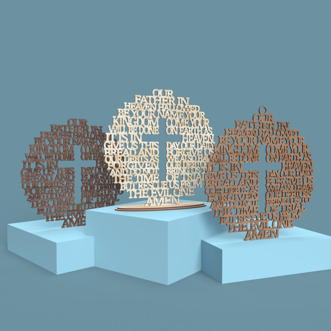 Lord's Prayer (Our Father) Circle with Cross Modern Version -Laser Cut File - The X Laser Files