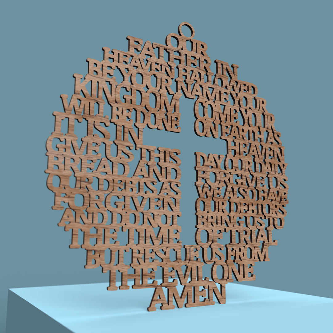 Lord's Prayer (Our Father) Circle with Cross Modern Version -Laser Cut File - The X Laser Files