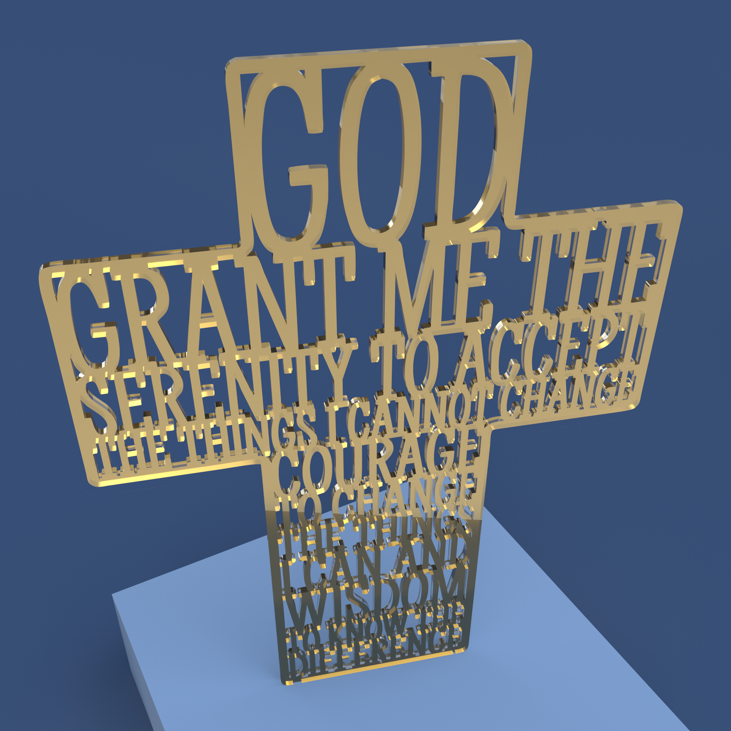 Serenity Prayer Cross -Laser Cut File - The X Laser Files