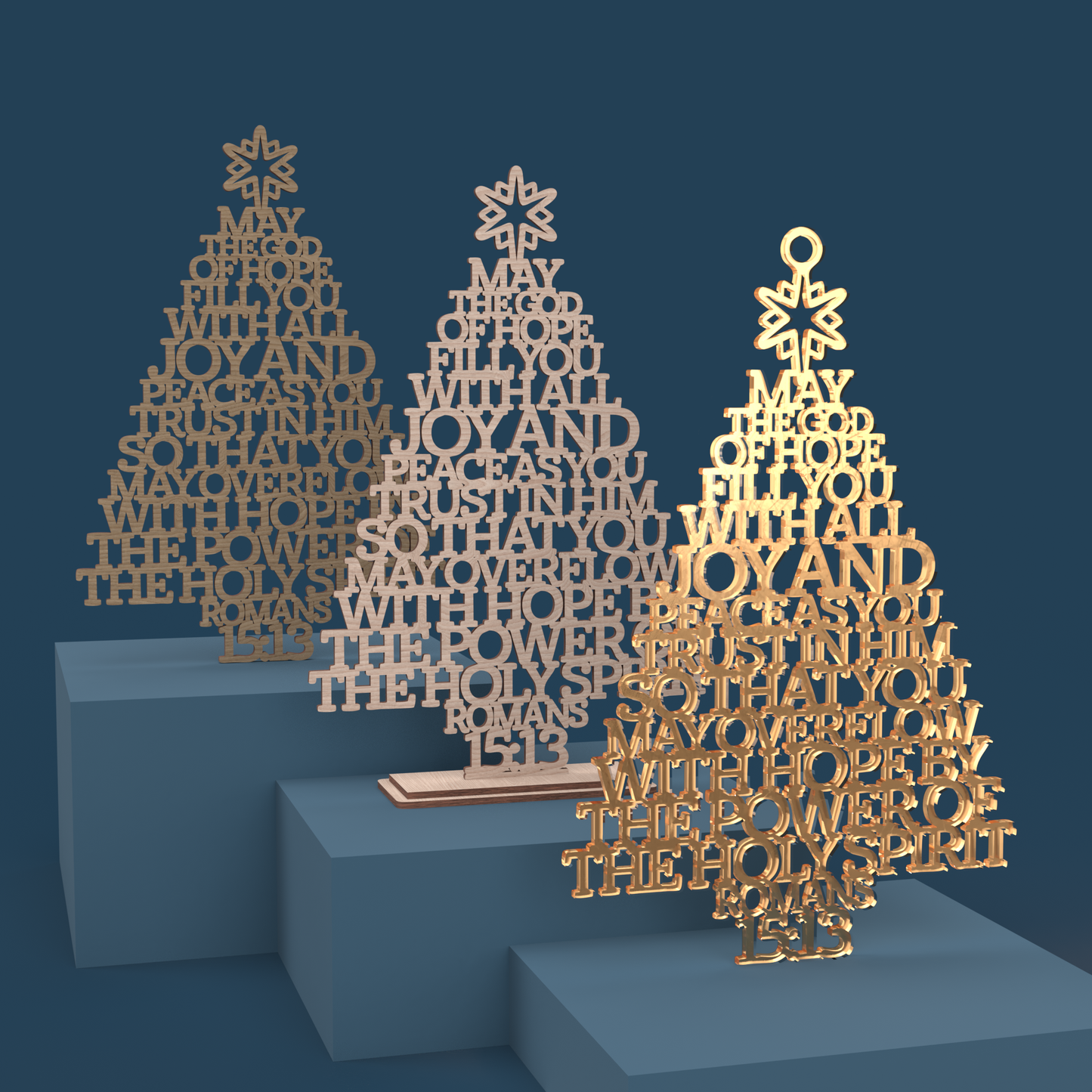 Romans 15:13 Christmas Tree - Laser Cut File - svg dxf pdf eps ai The X Laser Files