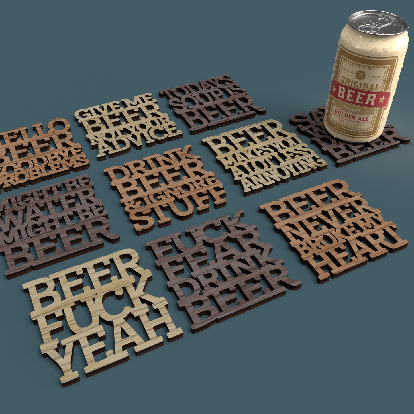 Beer F*ck Yeah Coasters - Laser Cut File - svg dxf pdf eps ai The X Laser Files