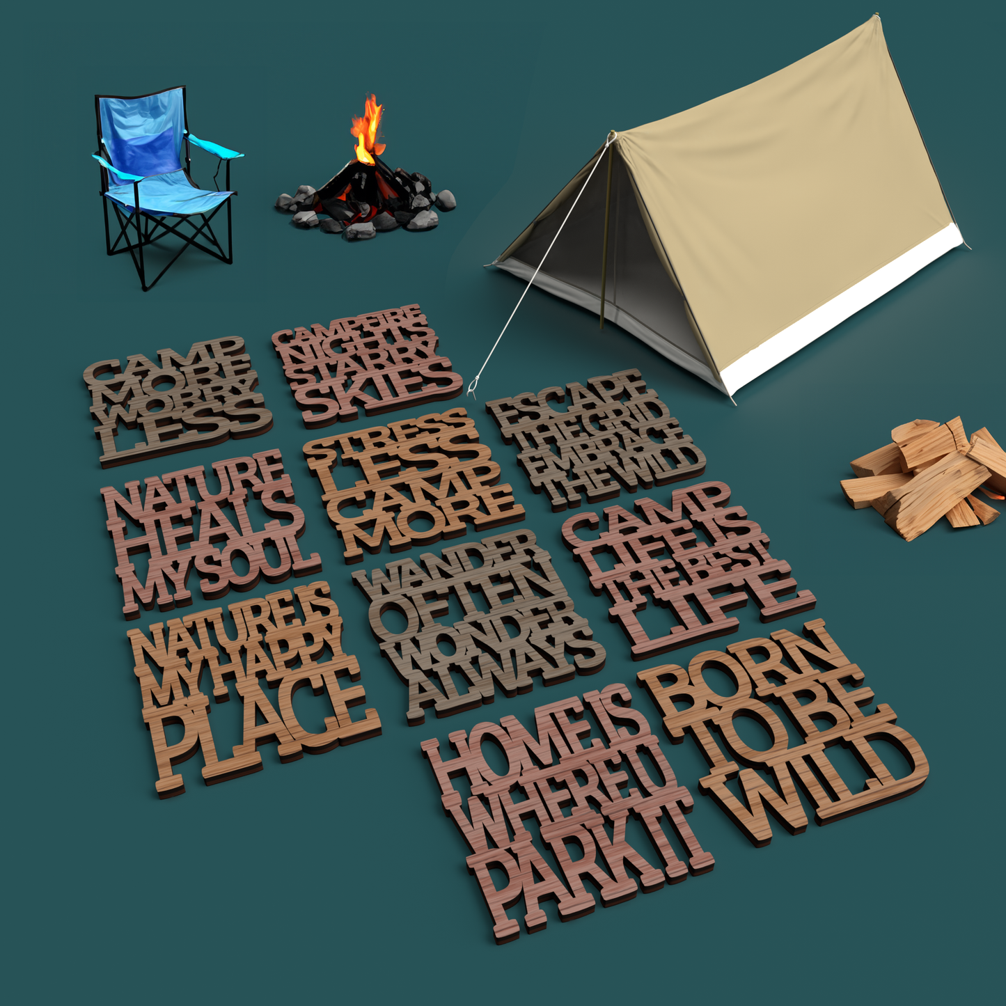 Camping Coasters -Laser Cut File - The X Laser Files