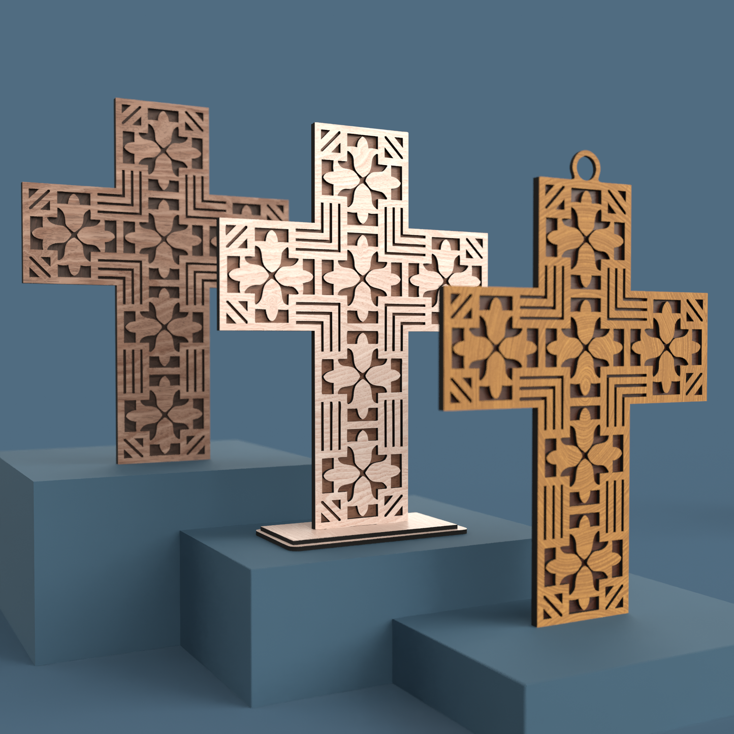 Floral Geometric Layered Cross