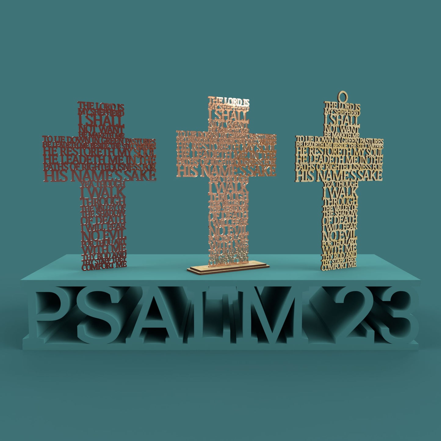 Psalm 23 The Lord is my Shepherd Cross KJV (King James Version) -Laser Cut File - The X Laser Files