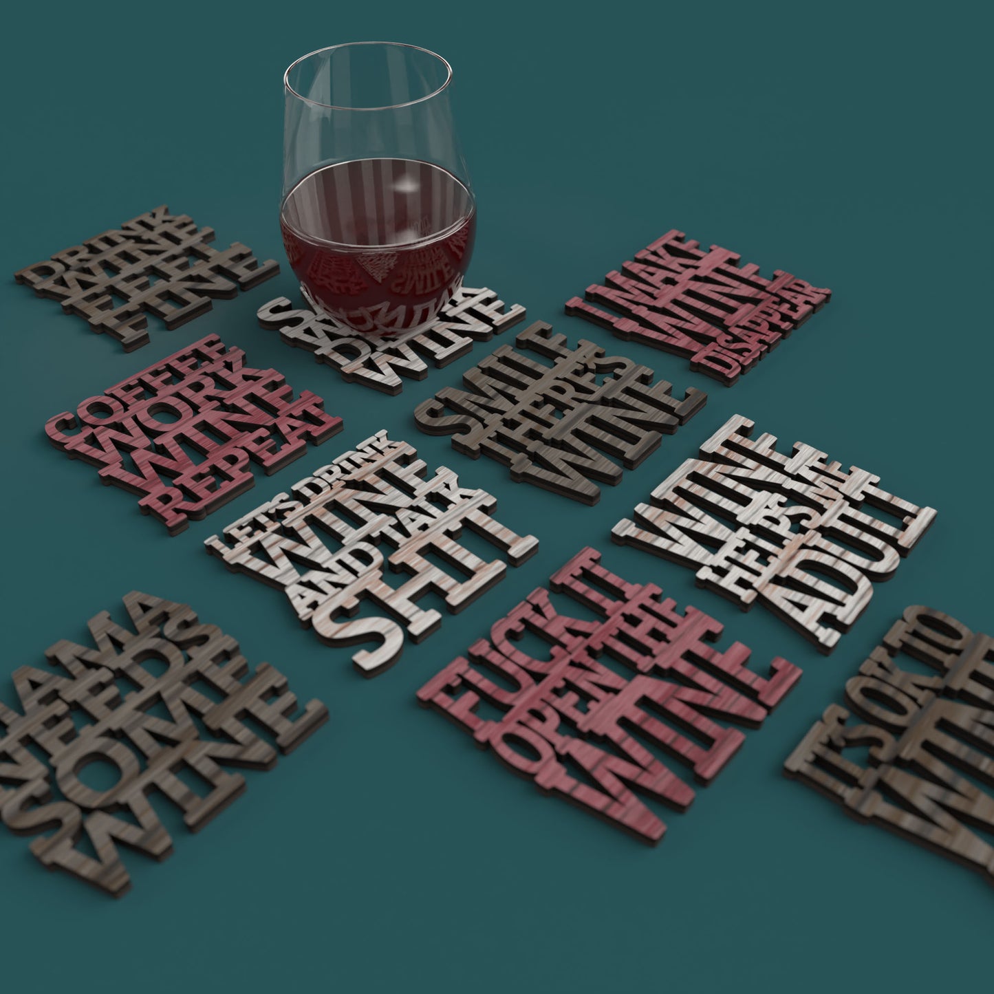 F**k it Open the Wine Coasters - Laser Cut File - svg dxf pdf eps ai The X Laser Files