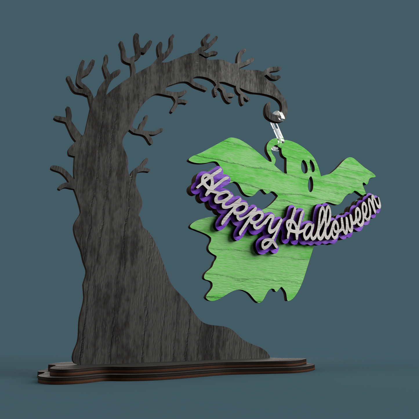 Happy Halloween Hanging Ghost - Laser Cut File - svg dxf pdf eps ai The X Laser Files