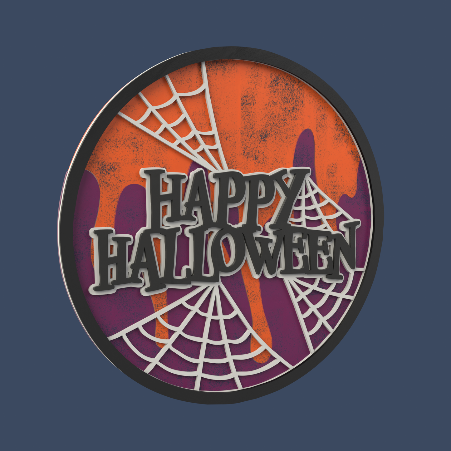 Happy Halloween Multilayer Round Sign - Laser Cut File - svg dxf pdf eps ai The X Laser Files