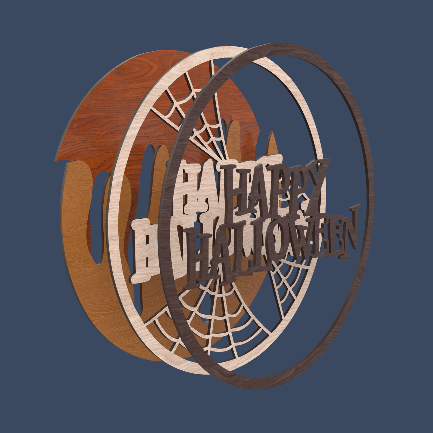 Happy Halloween Multilayer Round Sign - Laser Cut File - svg dxf pdf eps ai The X Laser Files
