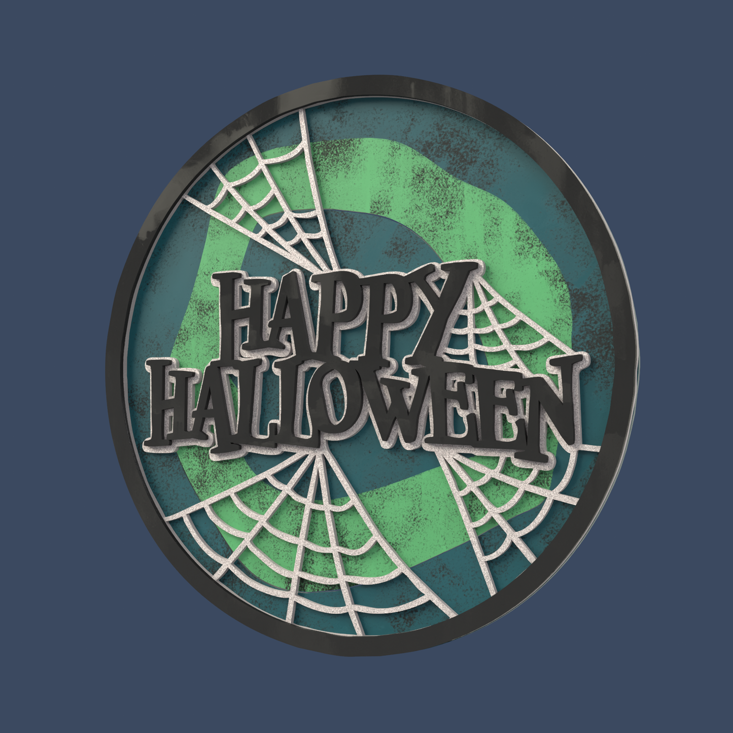 Happy Halloween Multilayer Round Sign - Laser Cut File - svg dxf pdf eps ai The X Laser Files