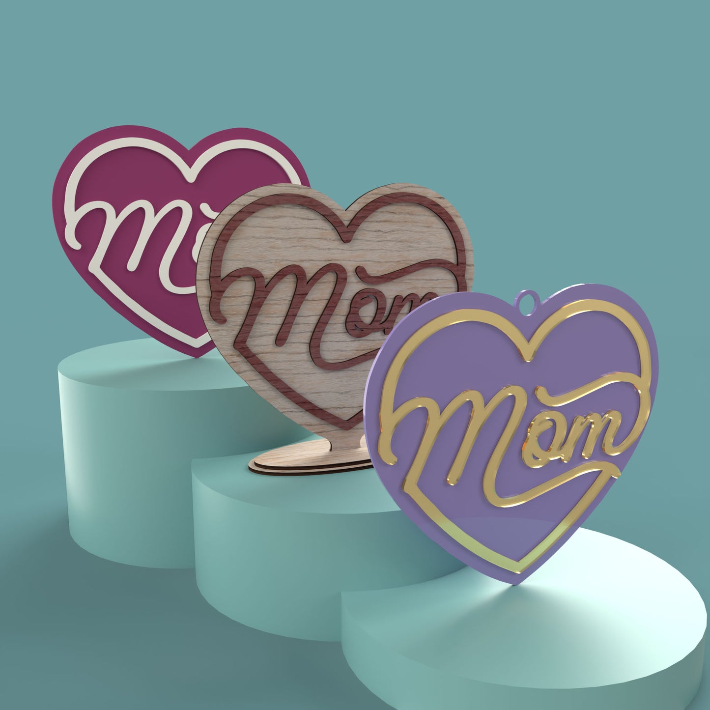 Mom Heart - Laser Cut File - svg dxf pdf eps ai The X Laser Files