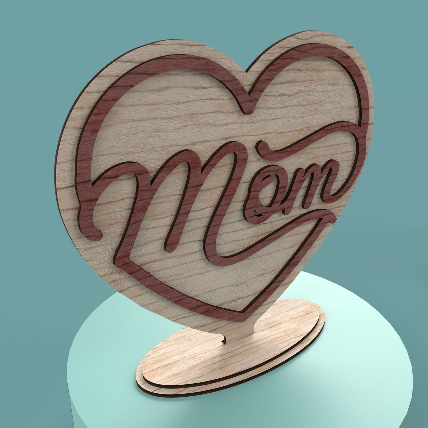 Mom Heart - Laser Cut File - svg dxf pdf eps ai The X Laser Files