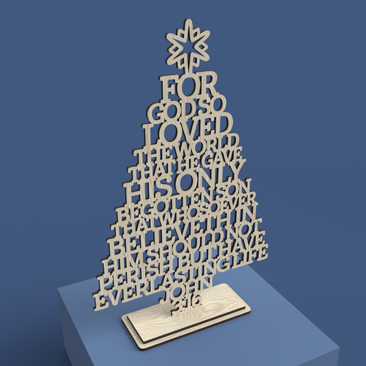 John 3:16 Christmas Tree -Laser Cut File - The X Laser Files