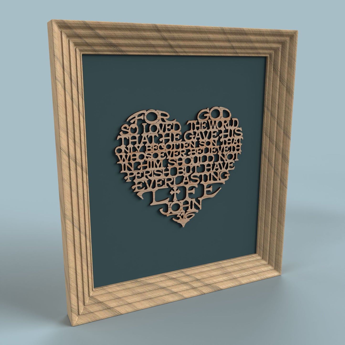 John 3:16 Heart - Laser Cut File - svg dxf pdf eps ai The X Laser Files