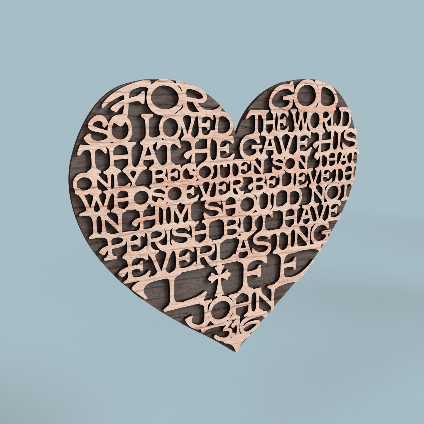 John 3:16 Heart - Laser Cut File - svg dxf pdf eps ai The X Laser Files