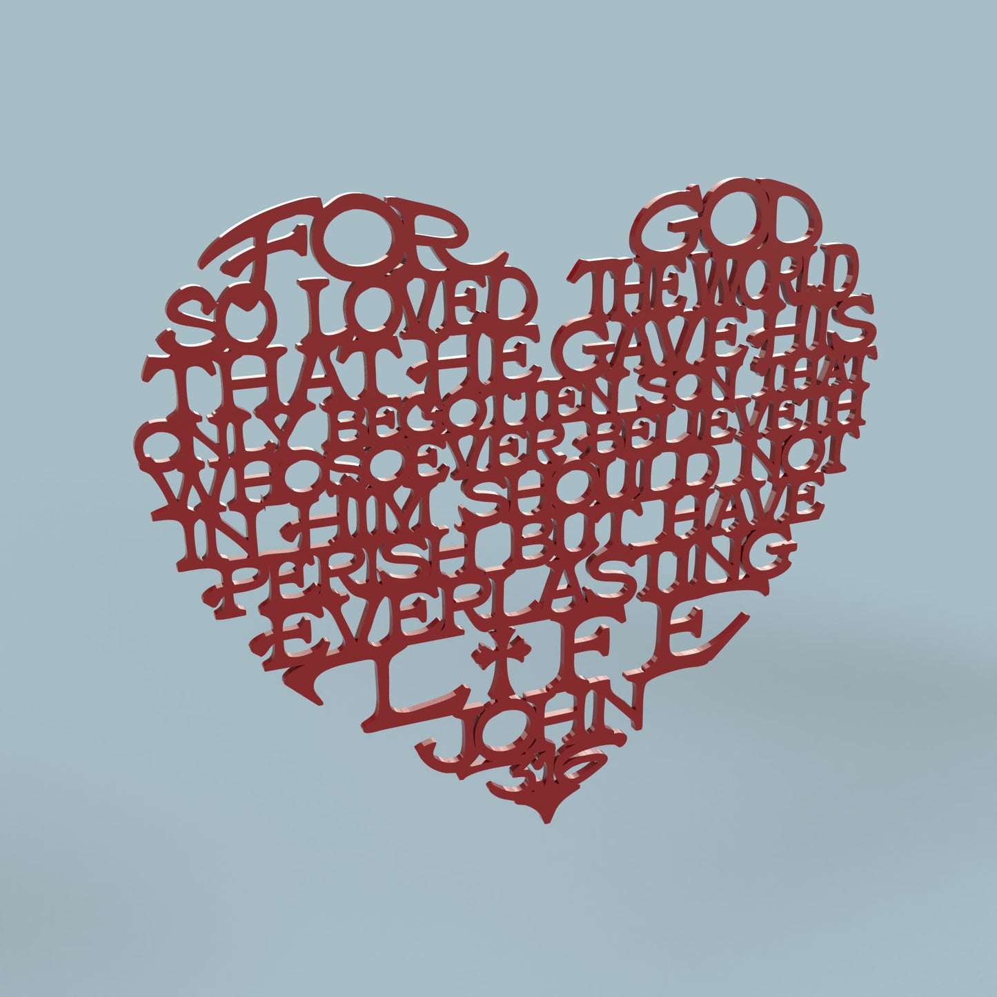 John 3:16 Heart - Laser Cut File - svg dxf pdf eps ai The X Laser Files