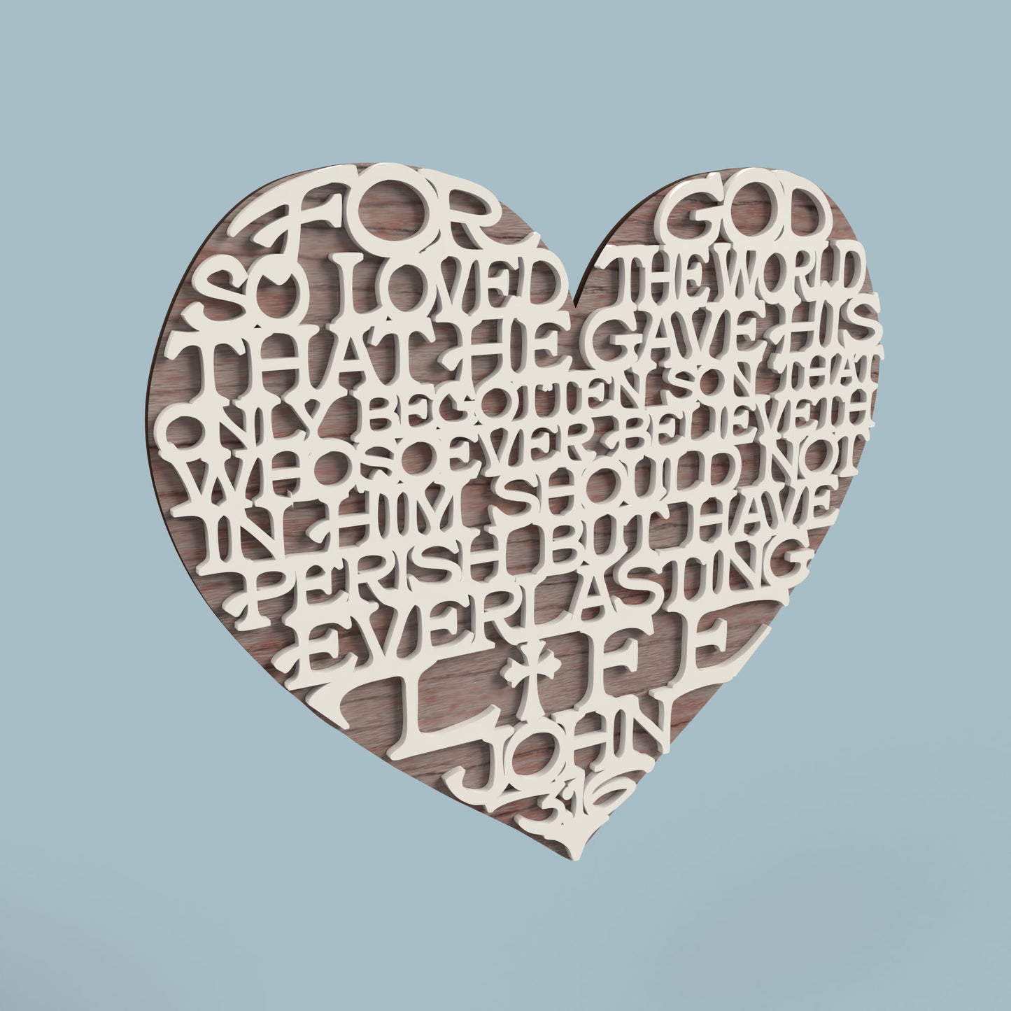 John 3:16 Heart - Laser Cut File - svg dxf pdf eps ai The X Laser Files