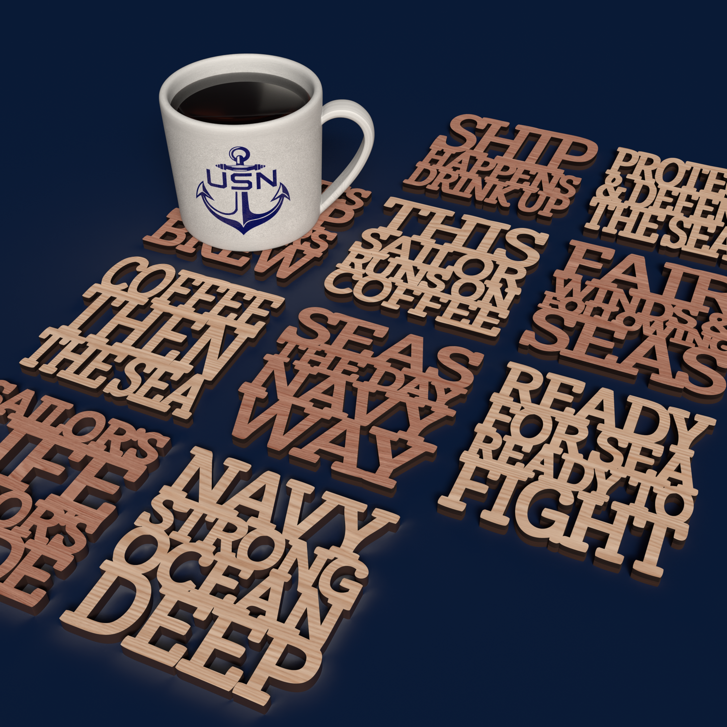 US Navy Coasters -Laser Cut File - The X Laser Files