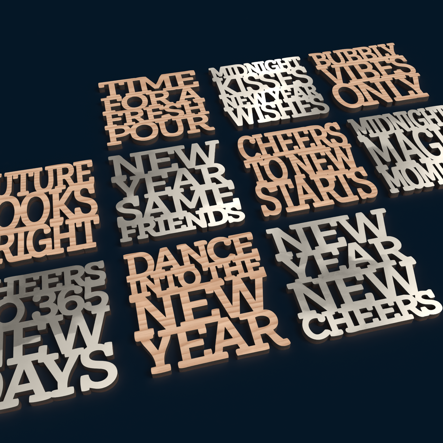 New Year's Eve Party Coasters - Laser Cut File - svg dxf pdf eps ai The X Laser Files