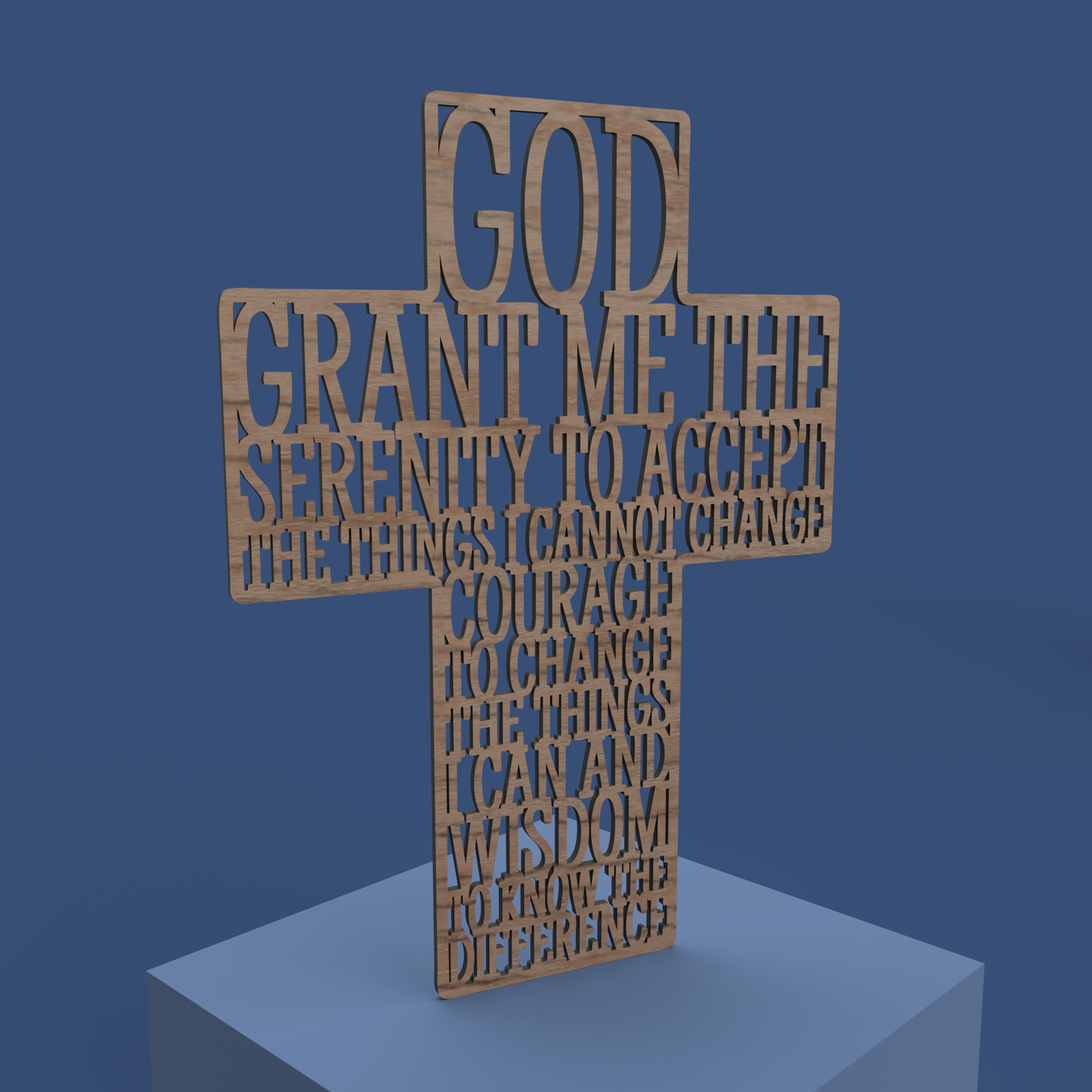Serenity Prayer Cross -Laser Cut File - The X Laser Files