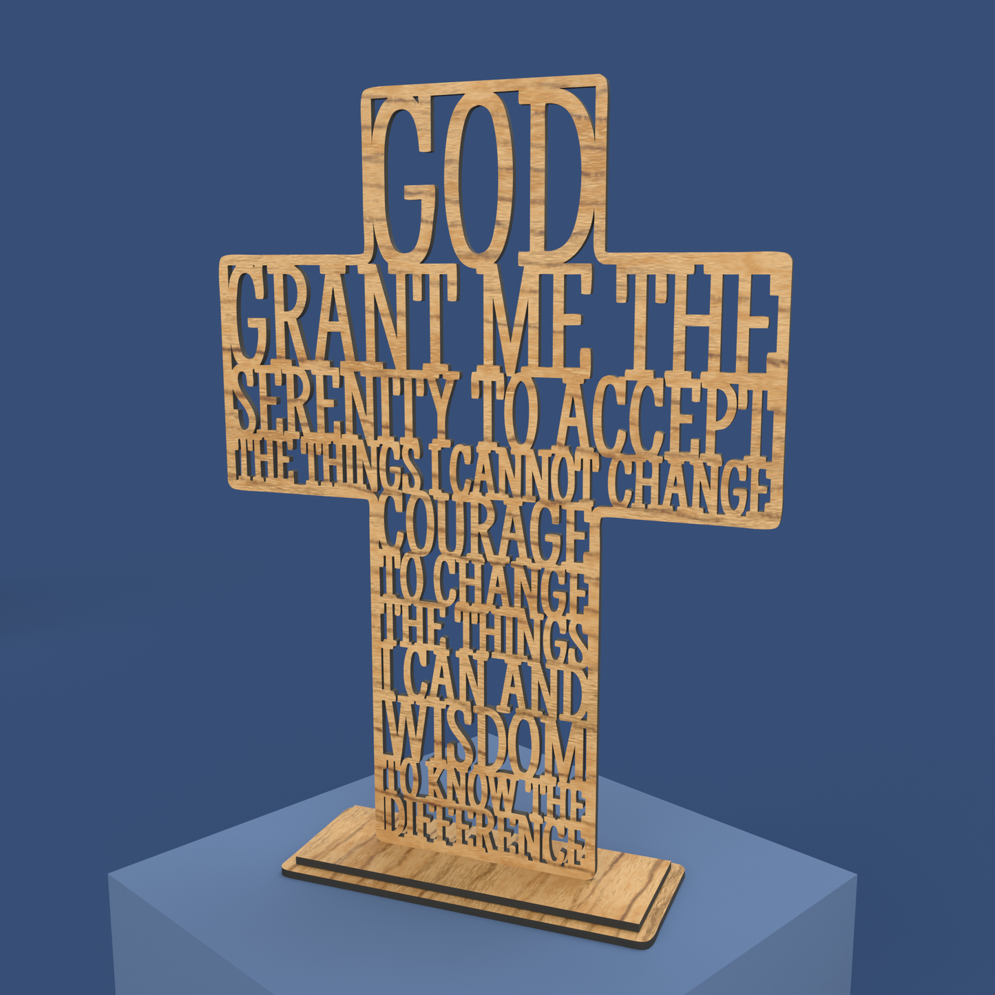 Serenity Prayer Cross -Laser Cut File - The X Laser Files