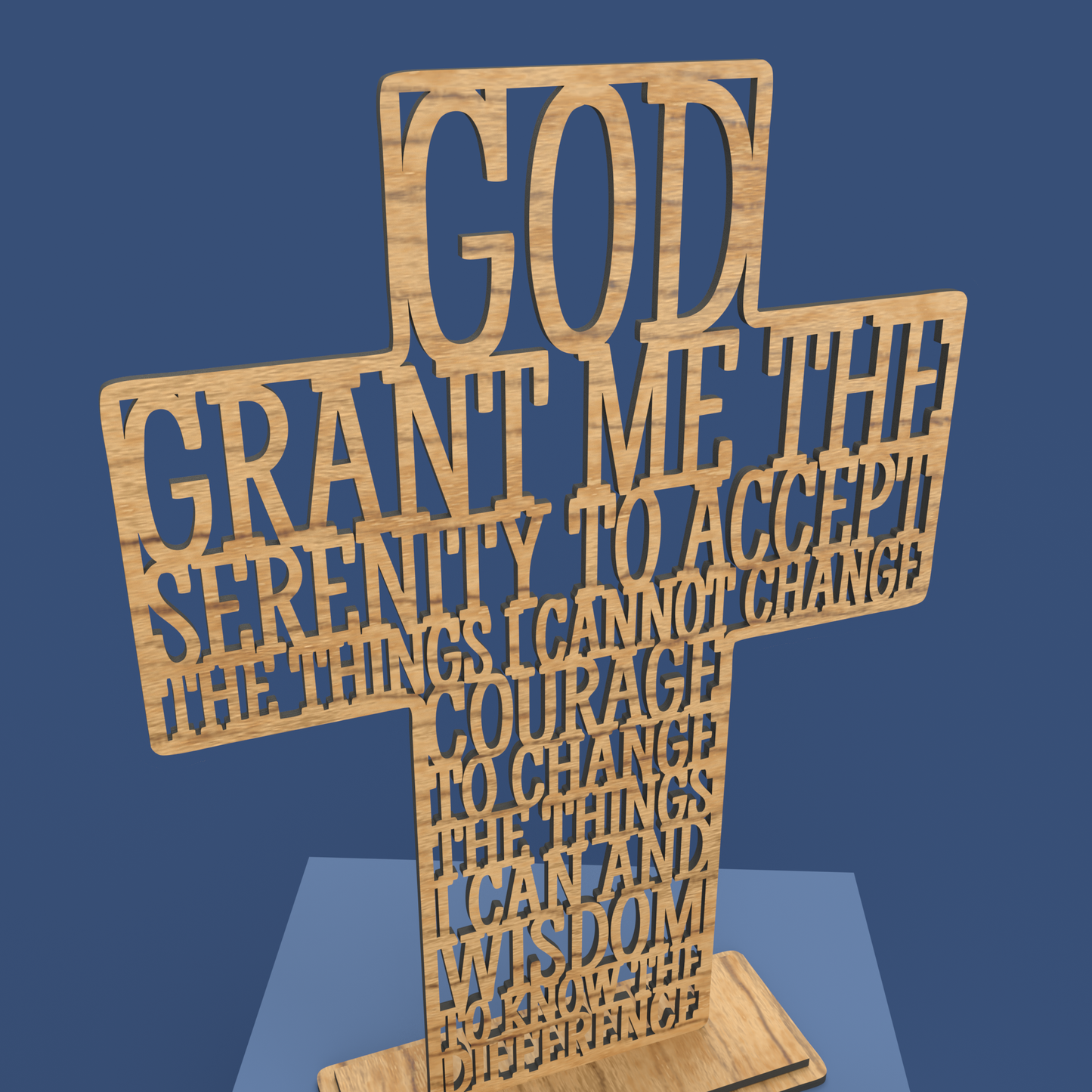 Serenity Prayer Cross -Laser Cut File - The X Laser Files