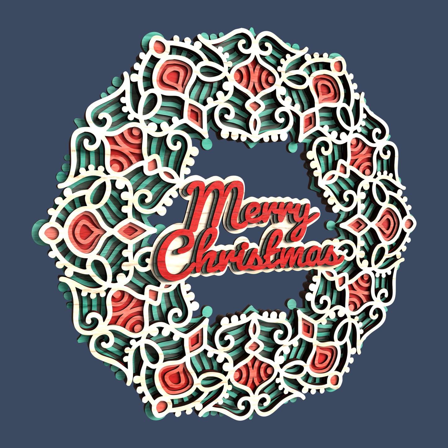 Multilayer Christmas Wreath - Laser Cut File - svg dxf pdf eps ai The X Laser Files