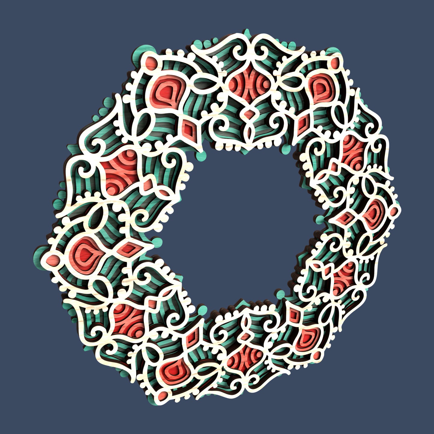 Multilayer Christmas Wreath - Laser Cut File - svg dxf pdf eps ai The X Laser Files
