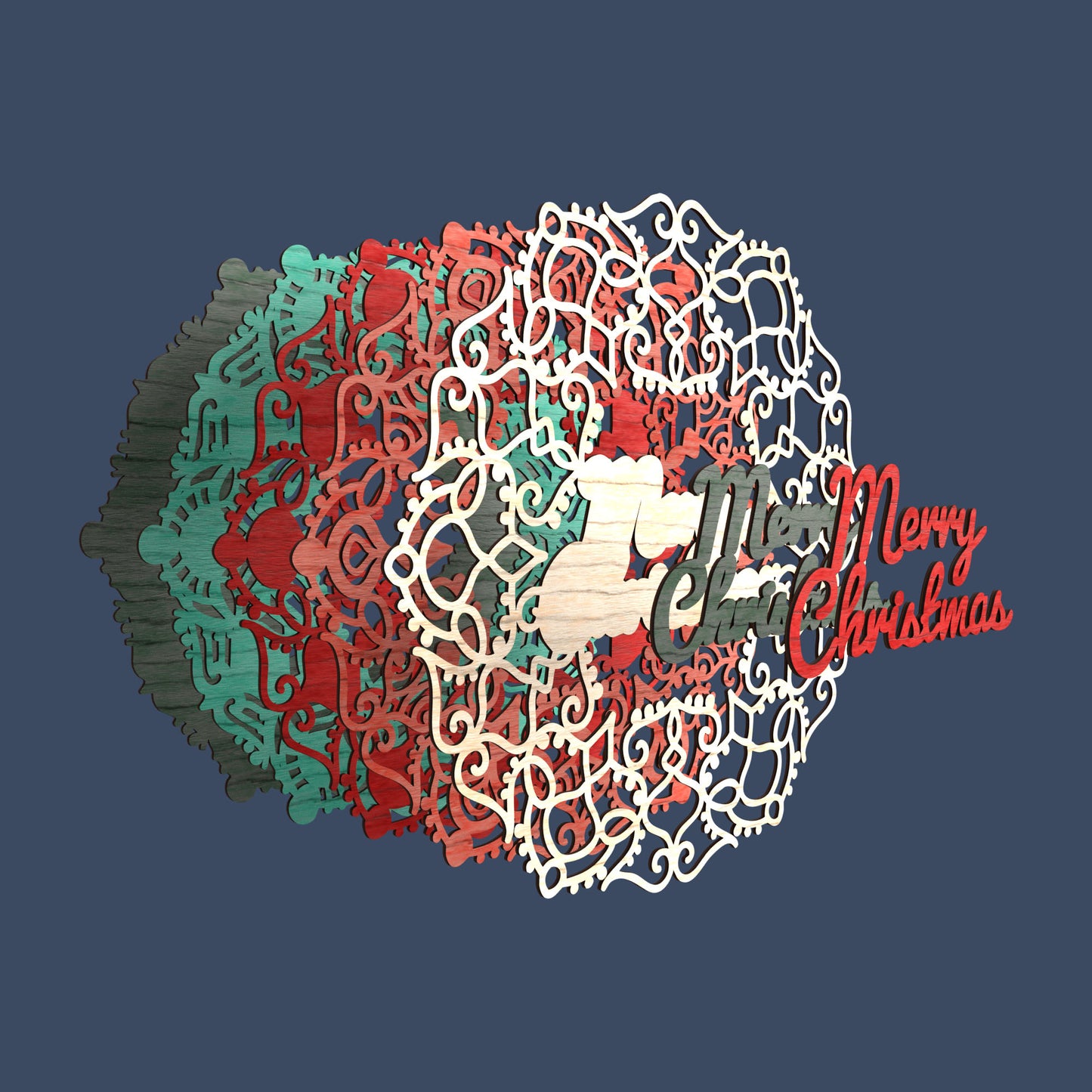 Multilayer Christmas Wreath - Laser Cut File - svg dxf pdf eps ai The X Laser Files