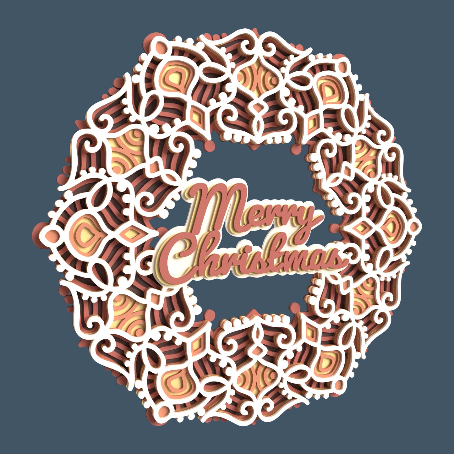Multilayer Christmas Wreath - Laser Cut File - svg dxf pdf eps ai The X Laser Files
