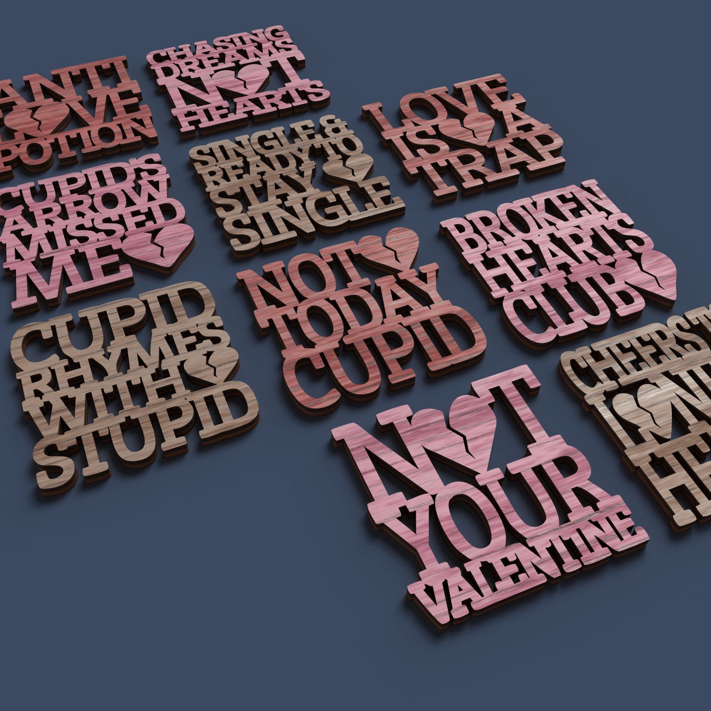 Anti Valentine Coasters -Laser Cut File - The X Laser Files