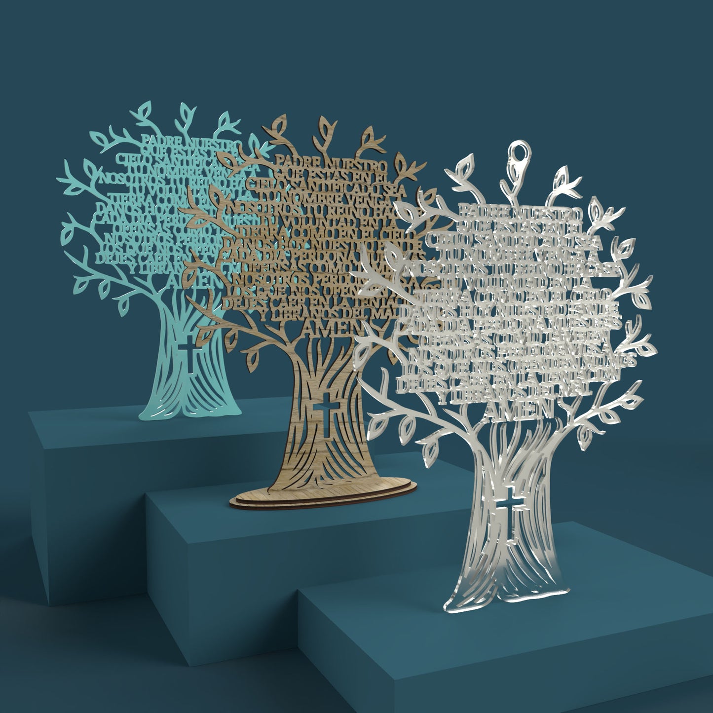 Árbol Padre Nuestro (Lord's Prayer Tree in Spanish) -Laser Cut File - The X Laser Files