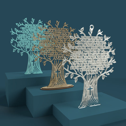 Árbol Padre Nuestro (Lord's Prayer Tree in Spanish) -Laser Cut File - The X Laser Files
