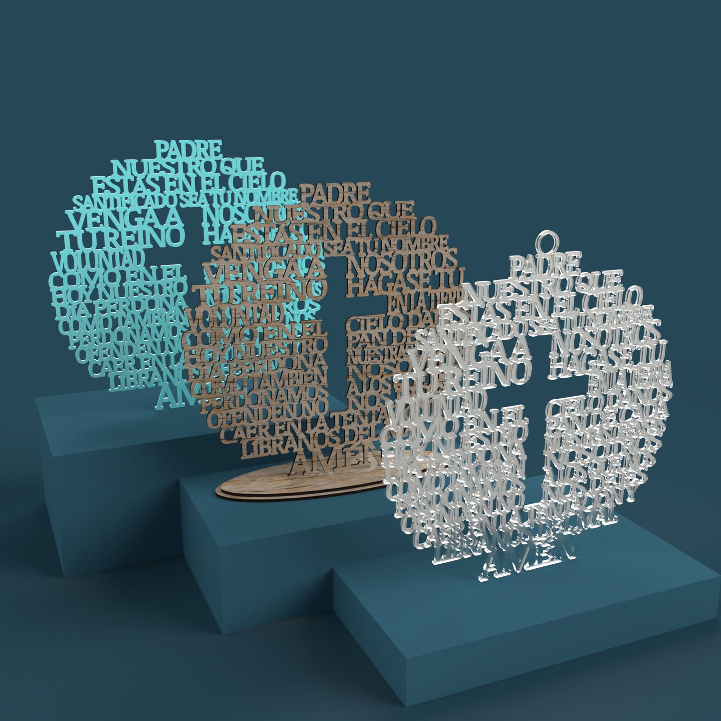 Círculo Cruz Padre Nuestro (Lord's Prayer in Spanish) -Laser Cut File - The X Laser Files