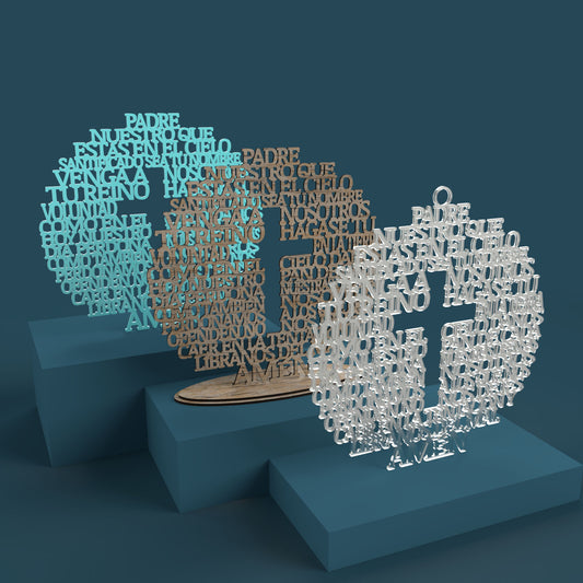 Círculo Cruz Padre Nuestro (Lord's Prayer in Spanish) -Laser Cut File - The X Laser Files