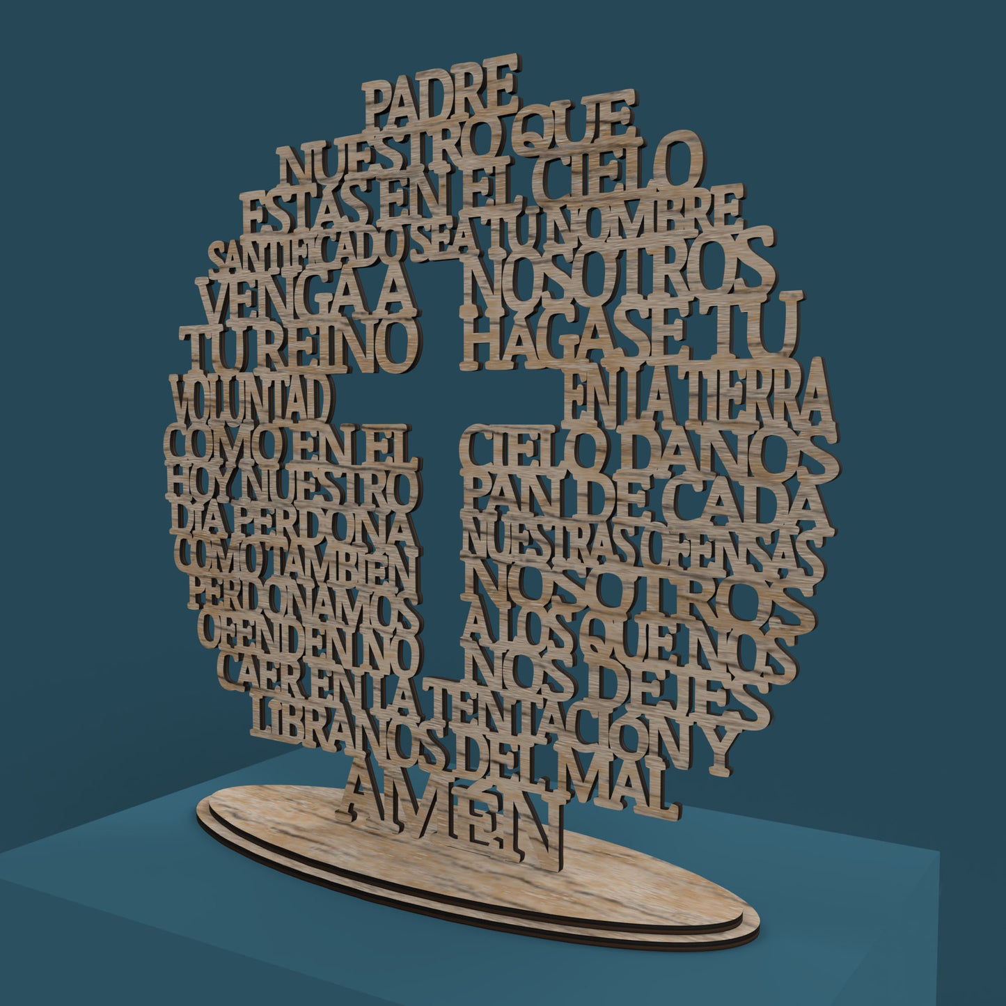Círculo Cruz Padre Nuestro (Lord's Prayer in Spanish) -Laser Cut File - The X Laser Files