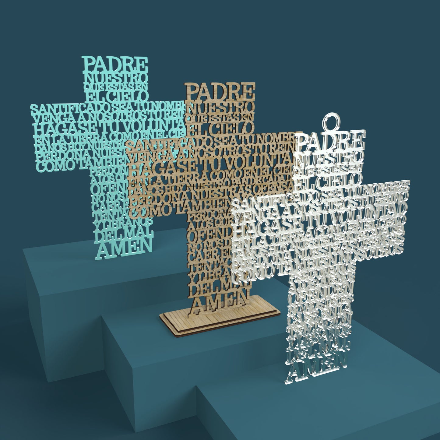Cruz Padre Nuestro (Lord's Prayer in Spanish) -Laser Cut File - The X Laser Files