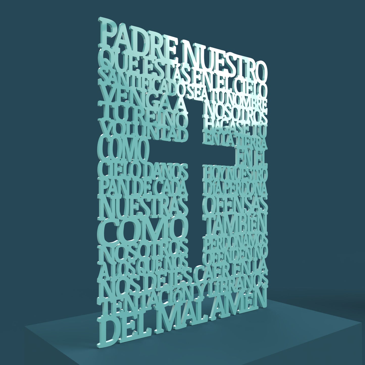 Padre Nuestro Square with Cross -Laser Cut File - The X Laser Files
