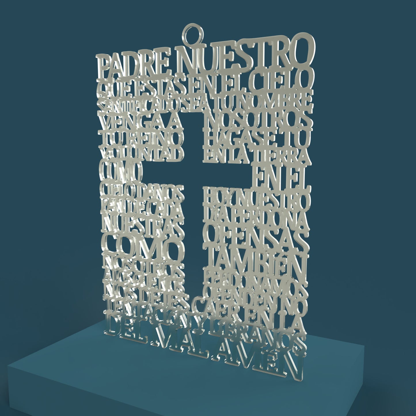 Padre Nuestro Square with Cross -Laser Cut File - The X Laser Files