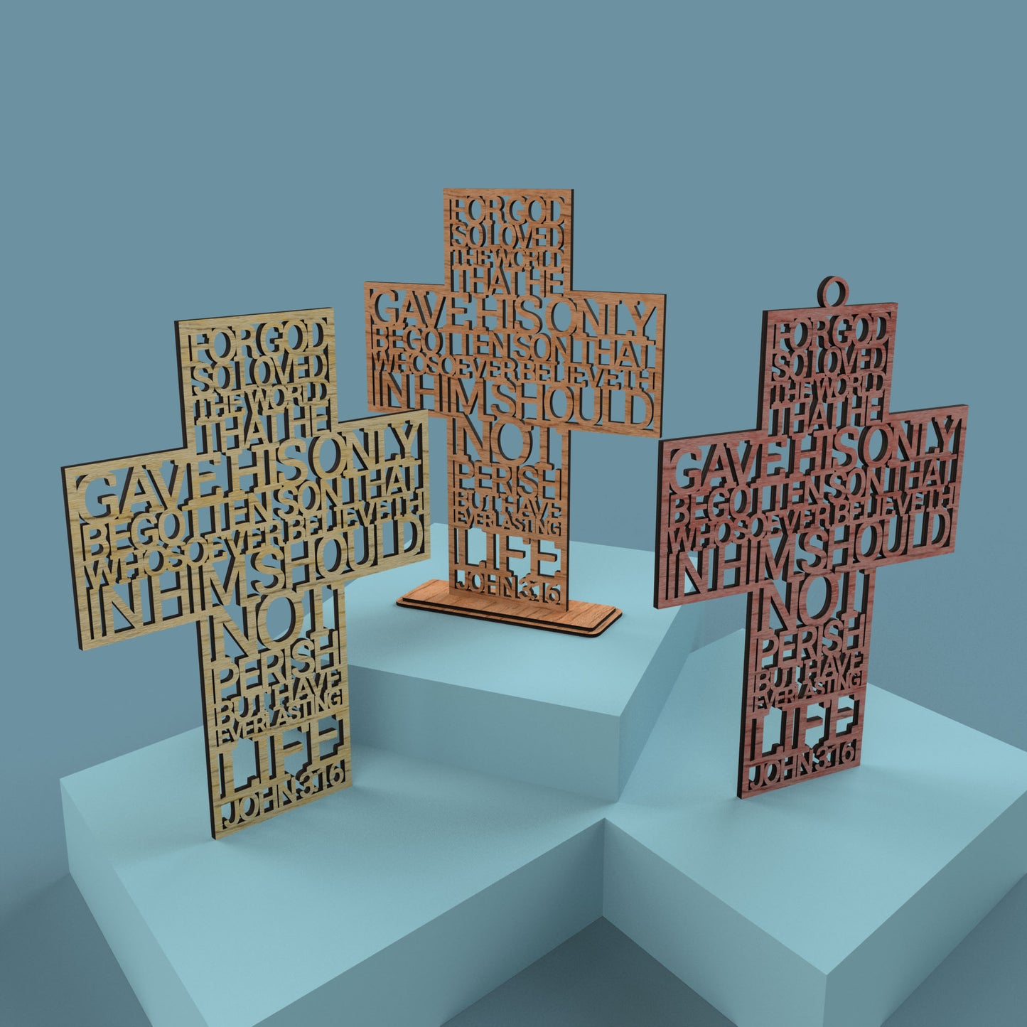 John 3:16 For God so loved the world Cross -Laser Cut File - The X Laser Files