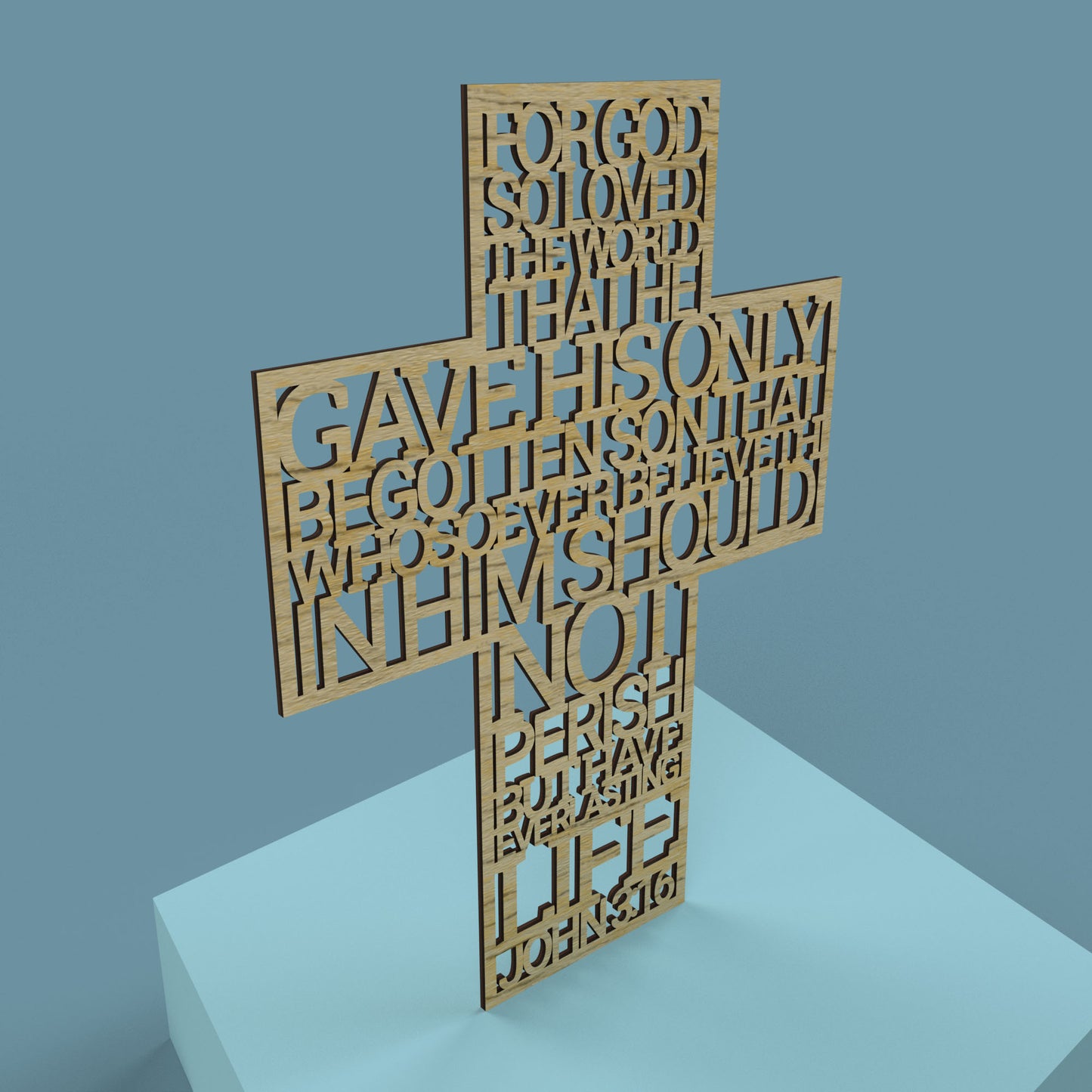 John 3:16 For God so loved the world Cross -Laser Cut File - The X Laser Files
